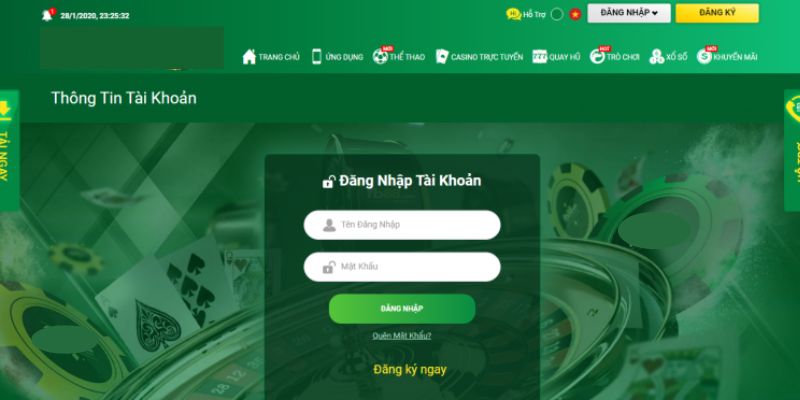 Hướng dẫn người chơi quy trình login tài khoản